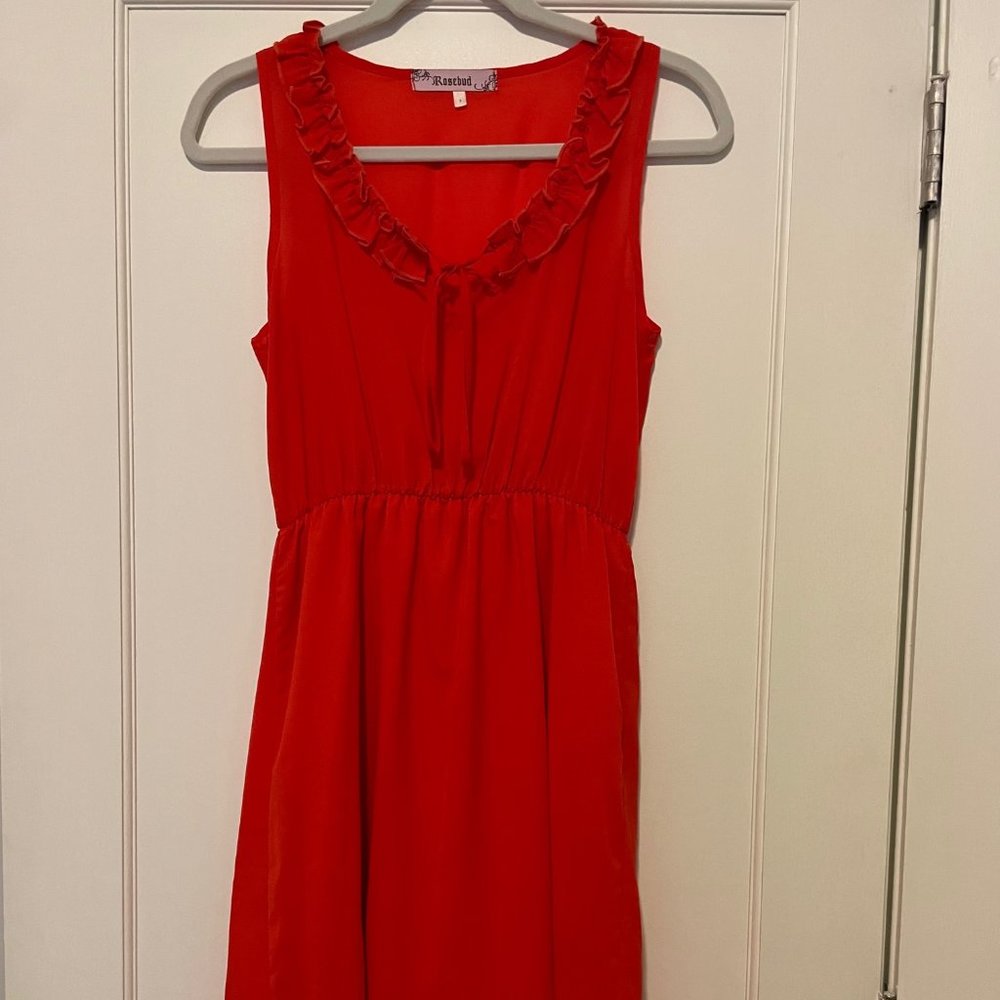 Bright Coral Orange Chiffon Dress